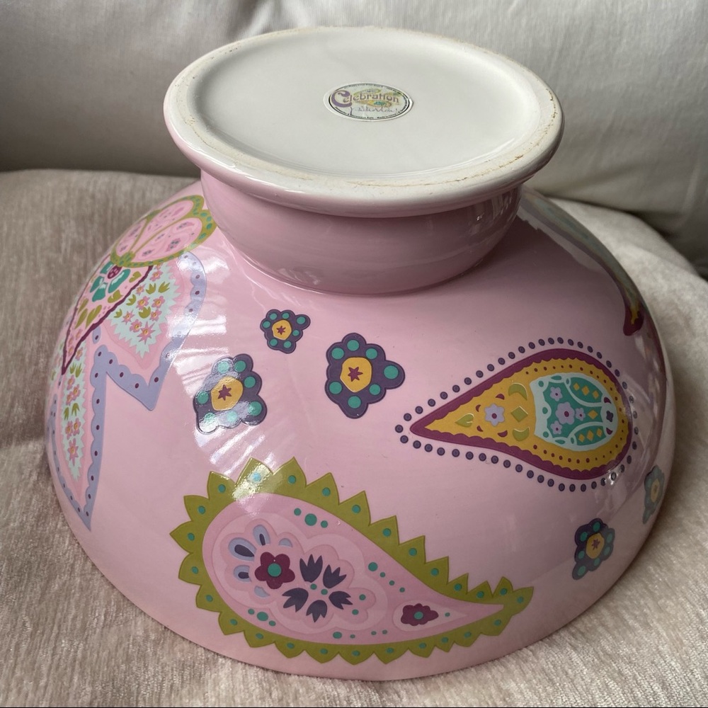 Celebration Pink Paisley Pedestal Serving Or Centerpiece Bowl